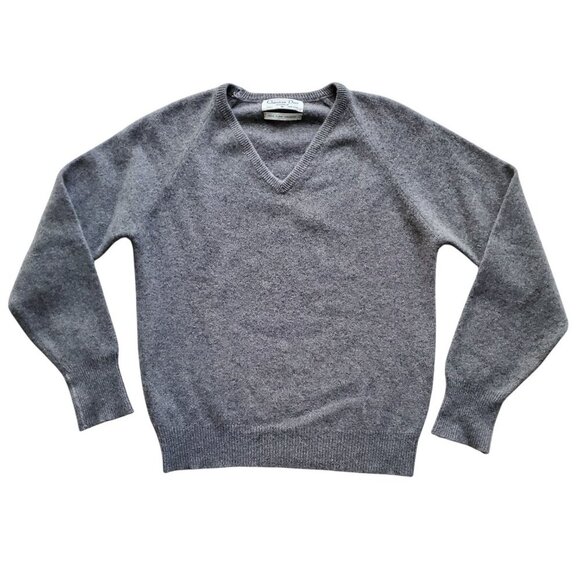 Christian Dior Monsieur Cashmere 2 Ply Gray Long sleeve V-Neck Size M - Picture 1 of 9